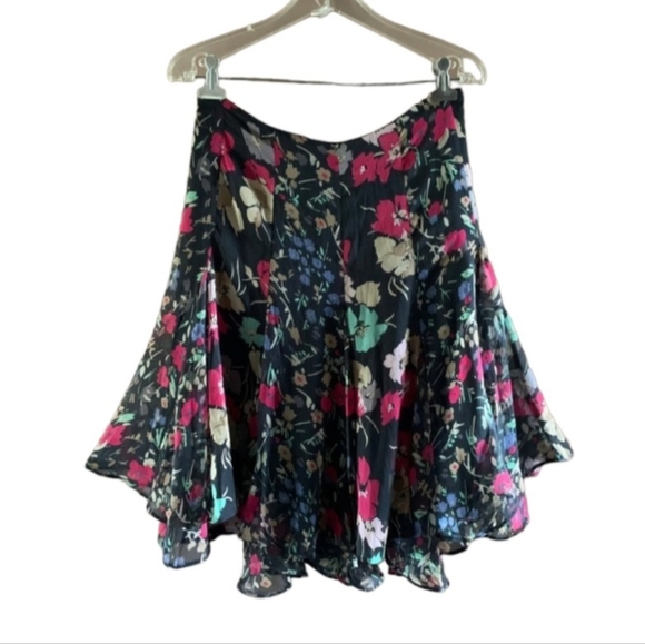 Vintage 1990s Ralph Lauren Floral Chiffon Skirt Lined - Picture 1 of 7